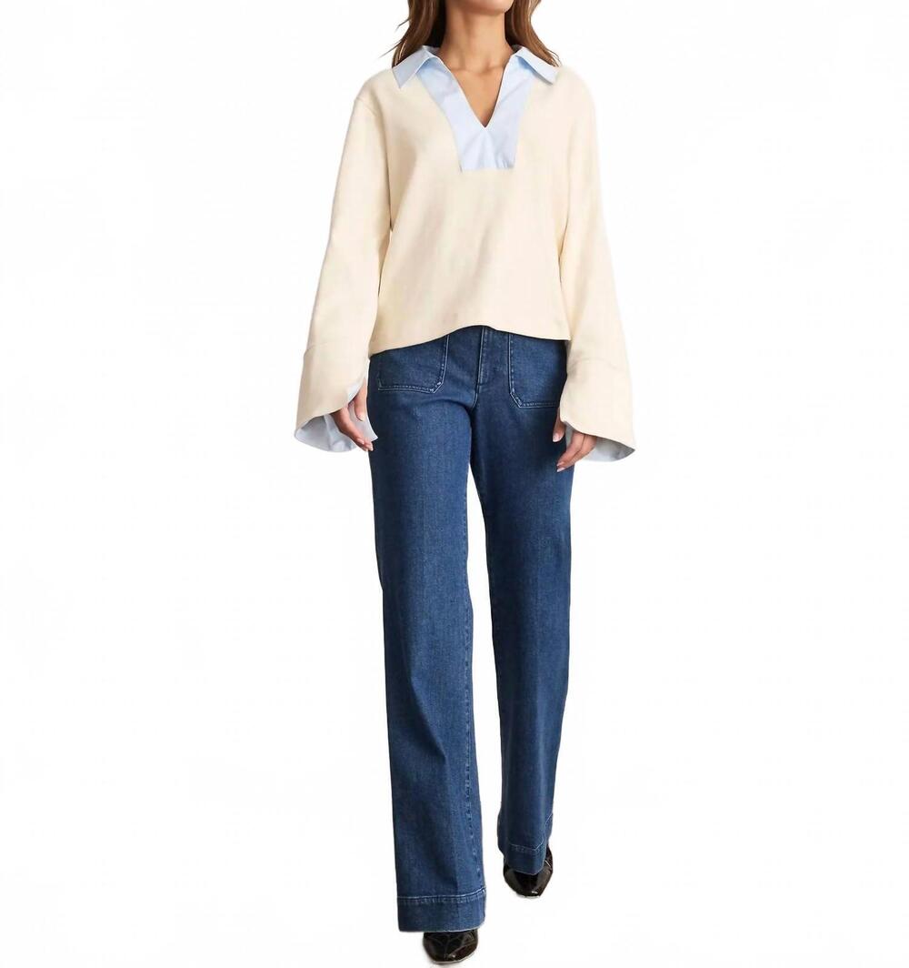NEW TANYA TAYLOR whitney relaxed top in cream/oxford